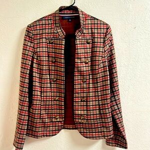 Tommy Hilfiger plaid print‎ band jacket